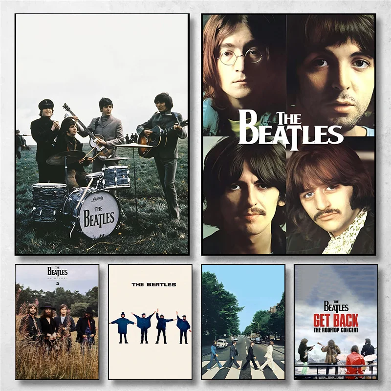 Póster en lienzo de T-he-b-beatles de la famosa banda de Rock Vintage, arte de pared elegante para decoración de Bar y sala de estar, póster de regalo