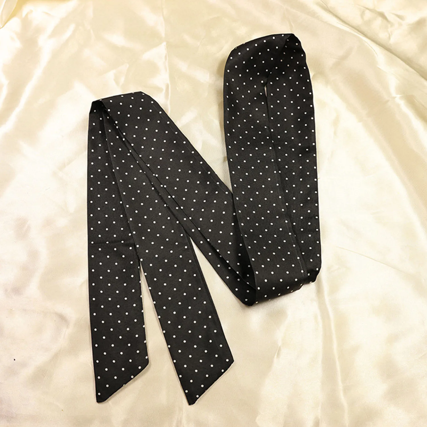 Fashion Dot Ribbon Silk Scarf Women Thin Neck Scarves Lady Small Shawls Bandana Narrow Female Neckerchief Dress Accessories