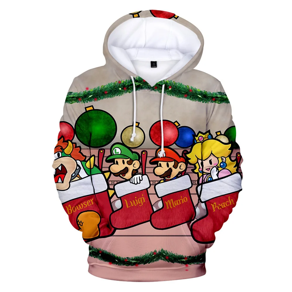 2023 Autumn/Winter Sweater Christmas Sweater Christmas Hat Saint Christmas Deer Digital Print Hoodie Sweater Men and Women a03