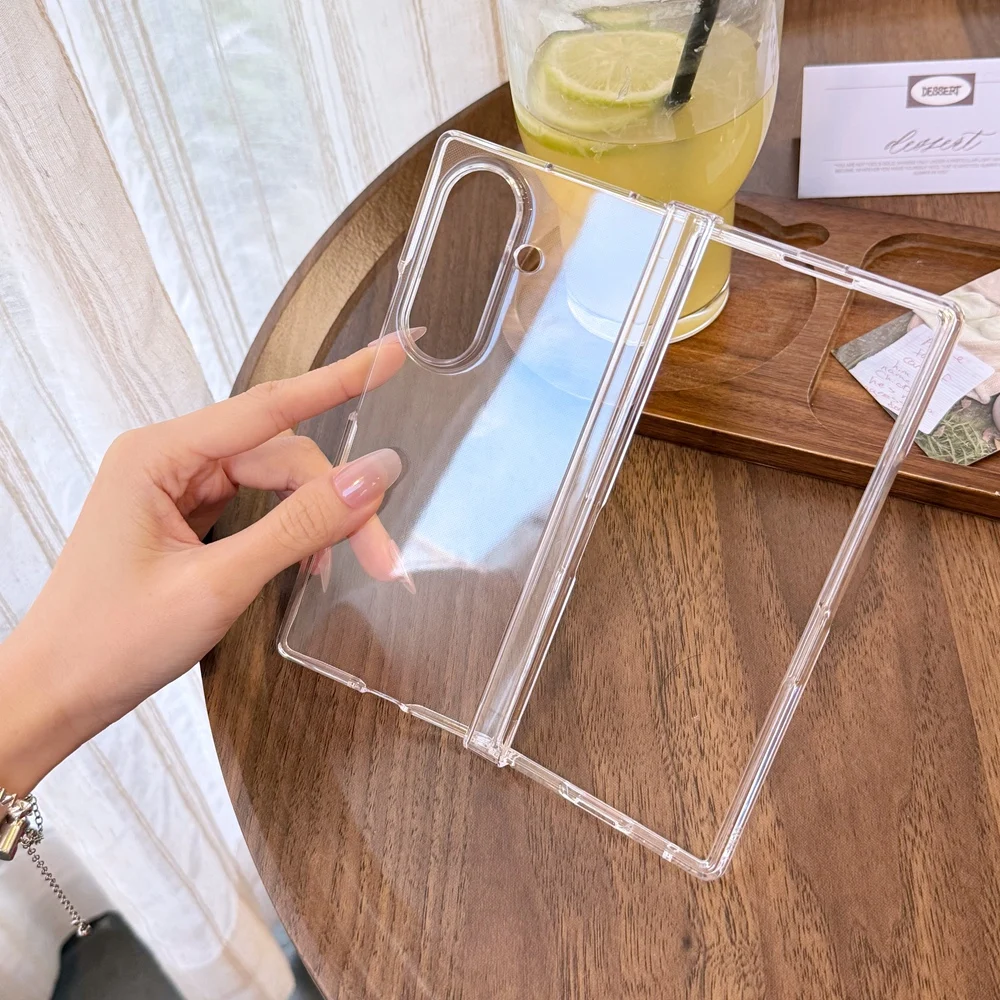Transparent Hard PC Phone Case For Samsung Galaxy Z Fold & Z Flip 7 6 5 4 3 With Connection Hinge Protection Cover