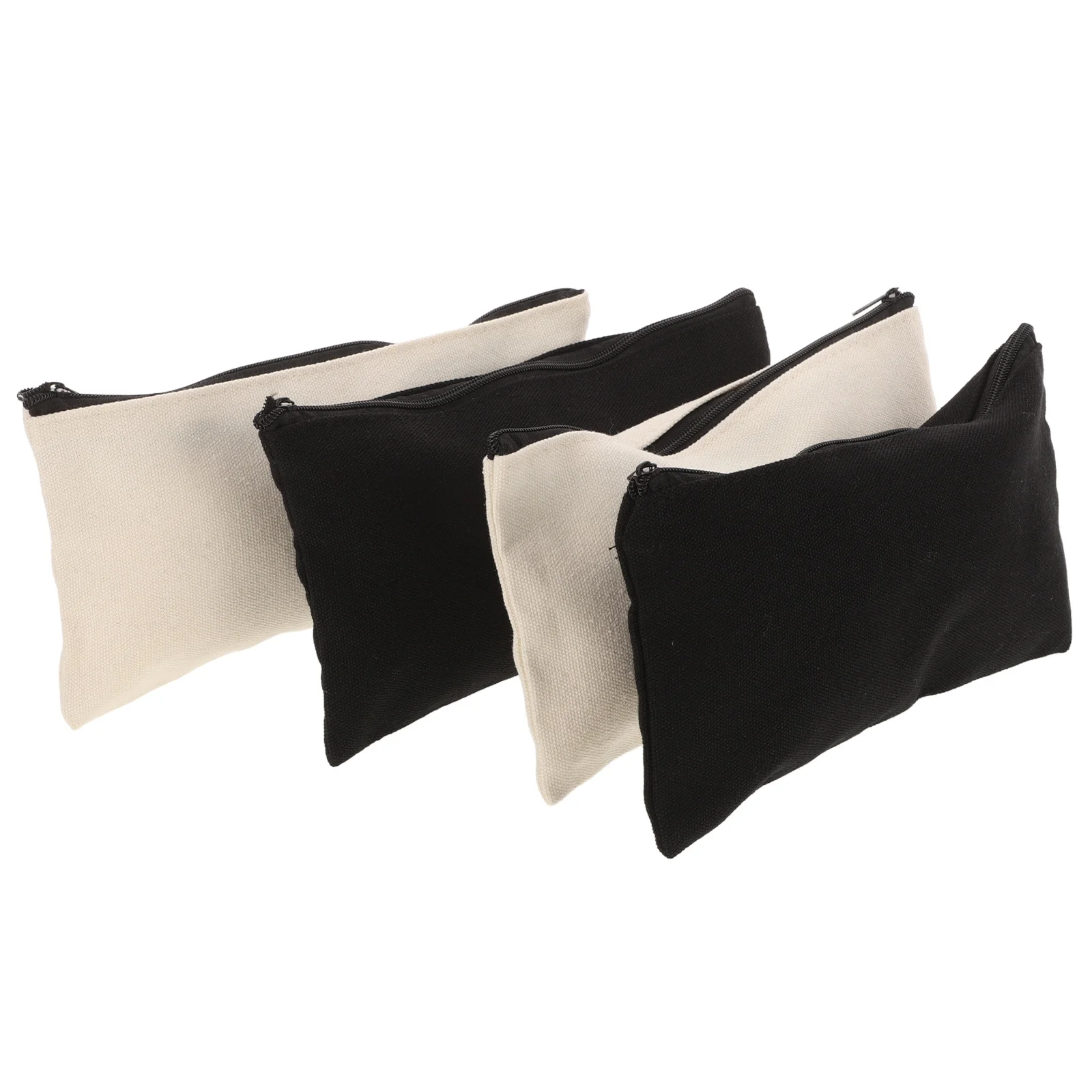 

4 Pcs Canvas Storage Bag Convenient Zipper Journal Supplies Case Lipstick Multi-function Pencil Pouch Travel