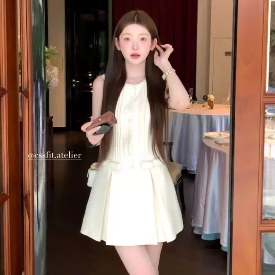 

Fashion Bow Sleeveless Blouse Style Short Dress Summer Girl's Waist Slimming Show Thin A Line Vestidos De Fiesta Pedreria