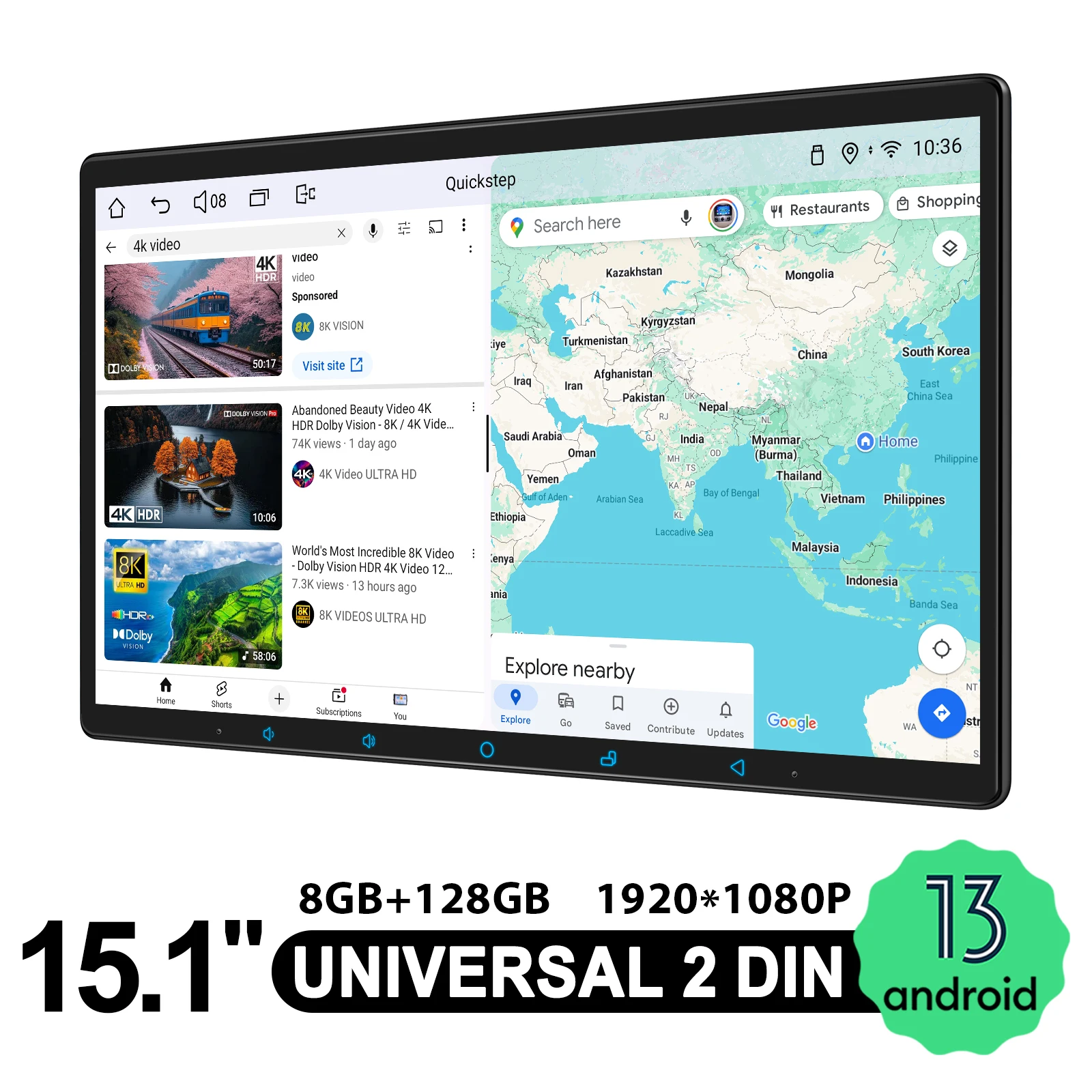JOYING 15.1 Inch 8G 128G 1920*1080 Double 2 Din Car Radio Stereo Multimedia Player Head Unit With Android Auto Carplay HDMI Out