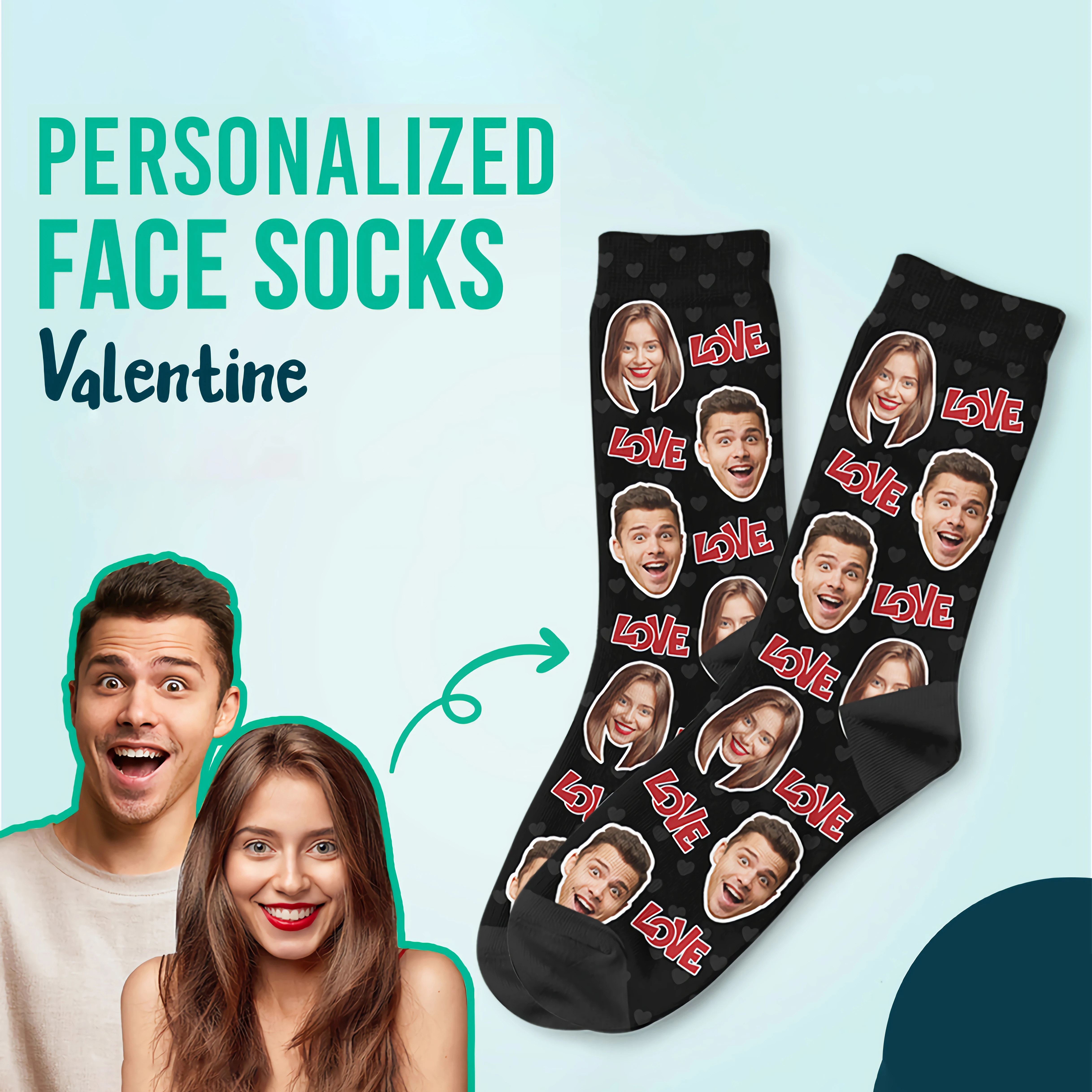 

Drop shipping Custom Couple Socks Wholesale Personalized LOVE text DIY Your Photo Pet Face Unisex Socks Party Gifts