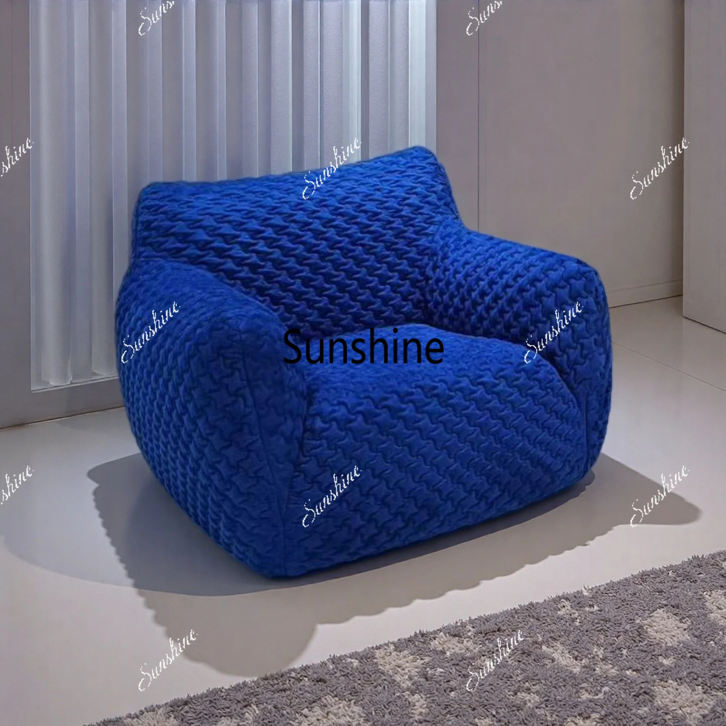 Italian Living Room Chair for Home Blue Fabric Single Sofa Armchair Household Home Hotel Villa Lazy Sofa Modern Accent Chairs