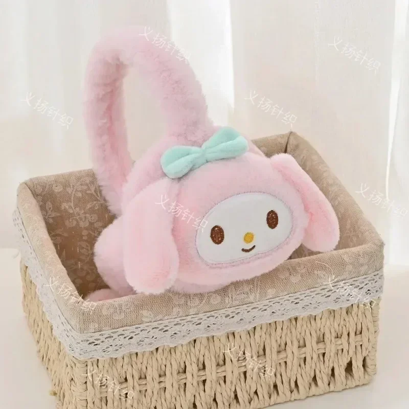 Sanrio zimowe dzieci kreskówka słodkie ciepłe nauszniki dzieci Hello Kitty Anime modne nauszniki Kuromi melodia Cinnamoroll prezenty