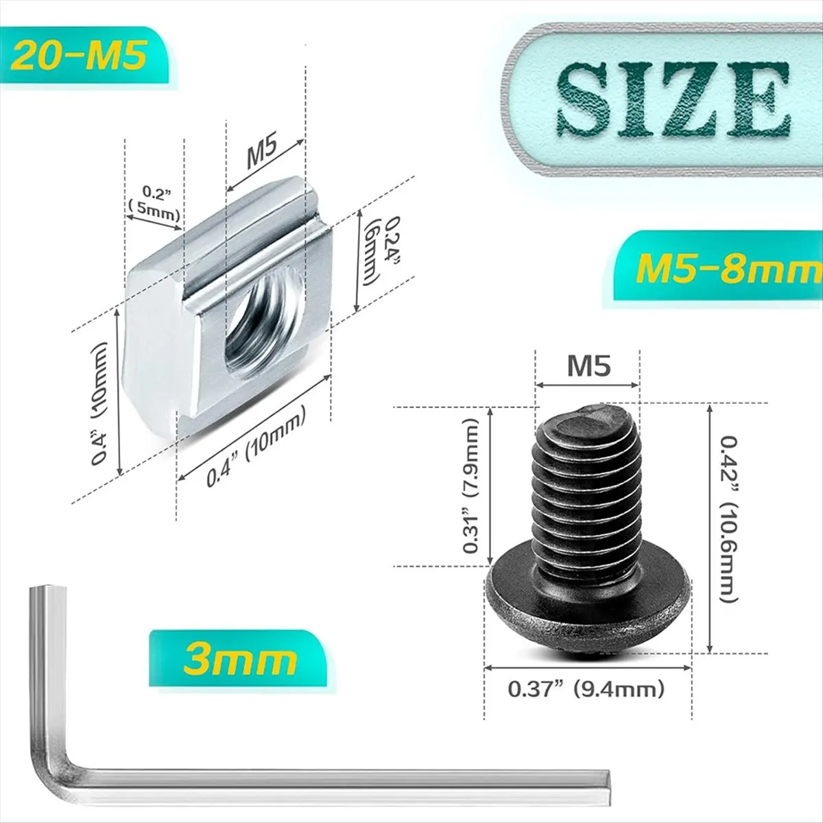 ABFW 30 Set Aluminum Extrusion 2028 Aluminum Profiles Corner Bracket Black Right Angle with T Slot Nuts and Bolts Hardware