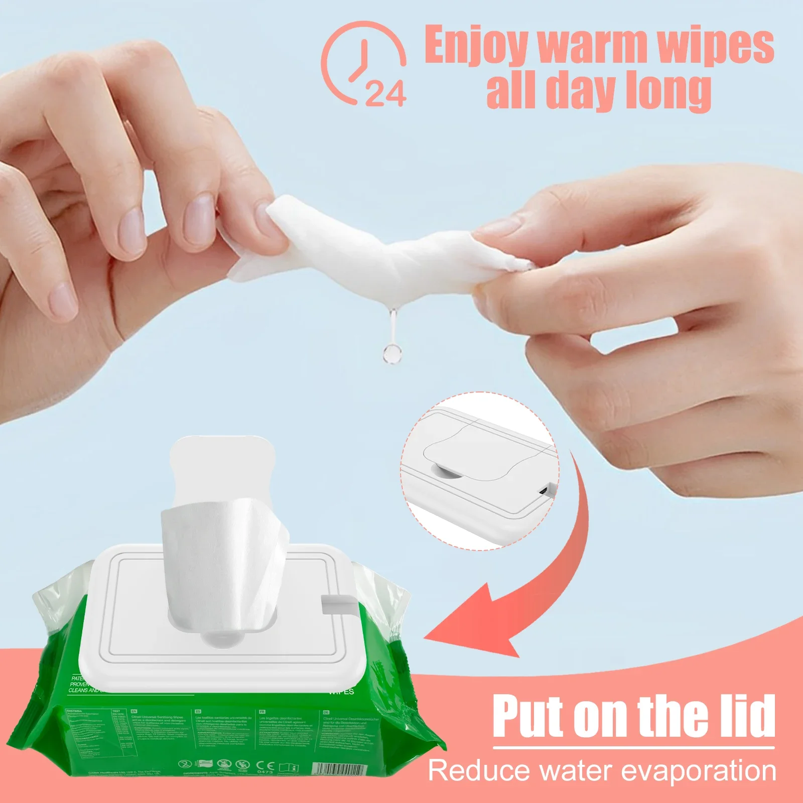 USB Baby Wipe Warmer ขนาดเดินทาง เครื่องอุ่นผ้าเช็ดแบบพกพา น้ําหนักเบา Travel Diaper Wipe Warmer แม้ความร้อนอย่างรวดเร็ว อุ่นเด็ก