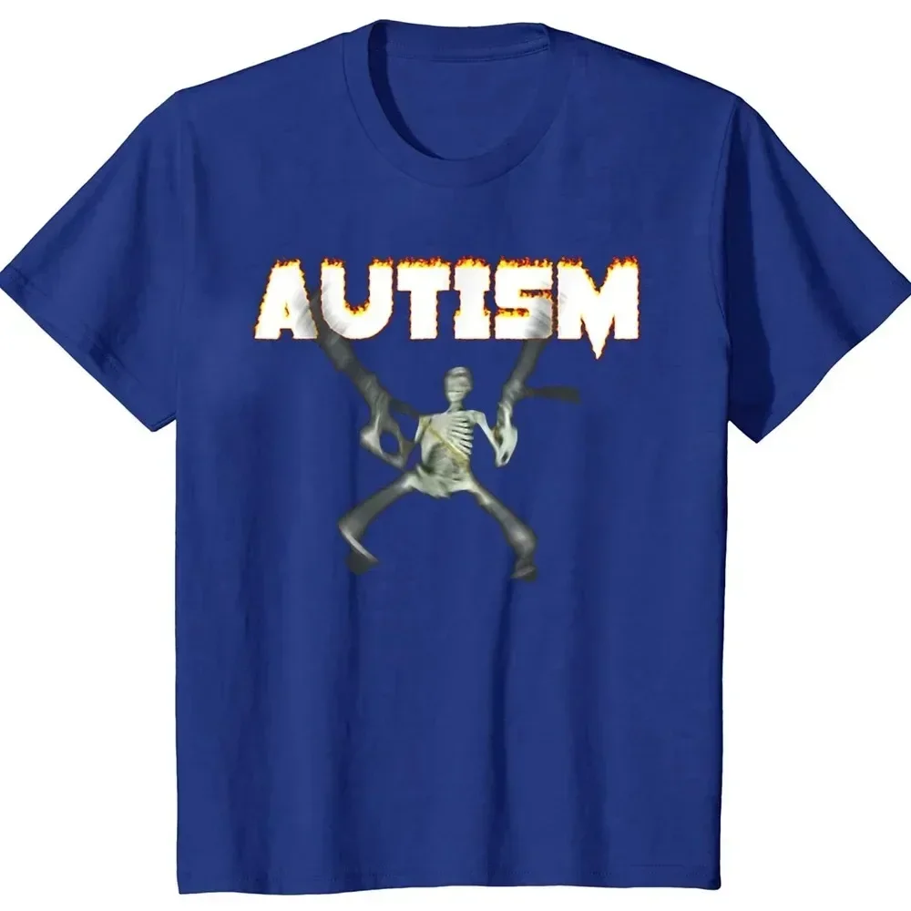 Retro Autism Skeleton Funny Men Women T-Shirt Neurodivergent Autism Awareness Support Graphic Tee Halloween Gifts Men Clothes