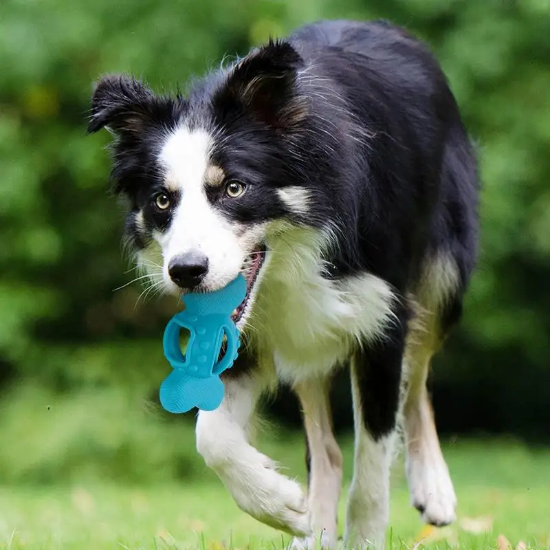 Dog Teething Bone TPR Puppy Leak Food Dispenser Reusable Large Medium Dogs Food Dispenser Teether Interactive Pet Biting Toy