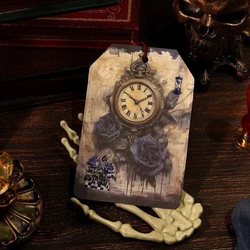 20Sheets Collage Material Paper Silent Opera House Gothic Retro Clock Bottom Writing Handbook Notebooks Scrapbook 14*10CM