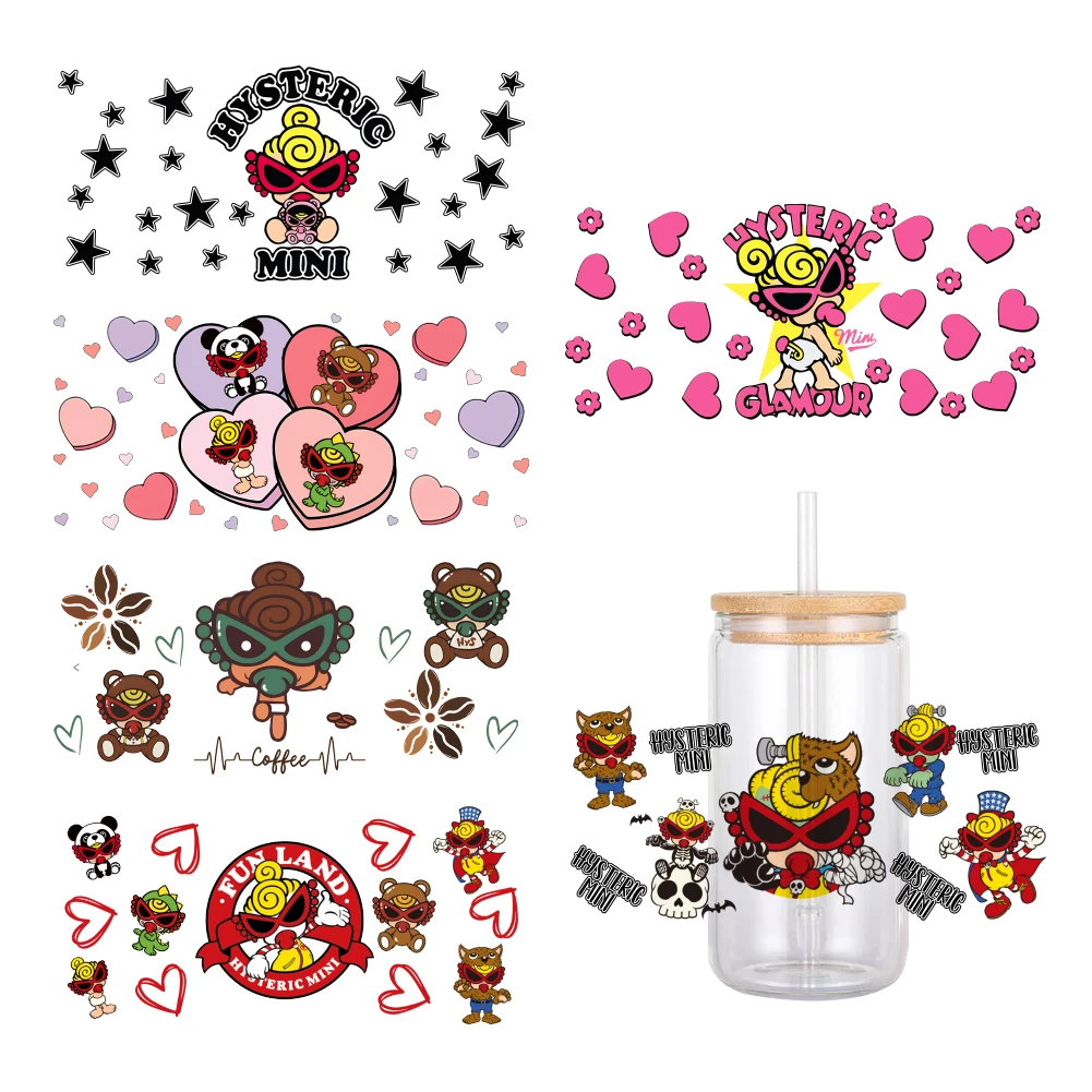 MINIS Japanese Cartoon Hysteric mini UV DTF Transfer Sticker Waterproof Transfers Decals For 16oz Glass Cup Wrap Stickers