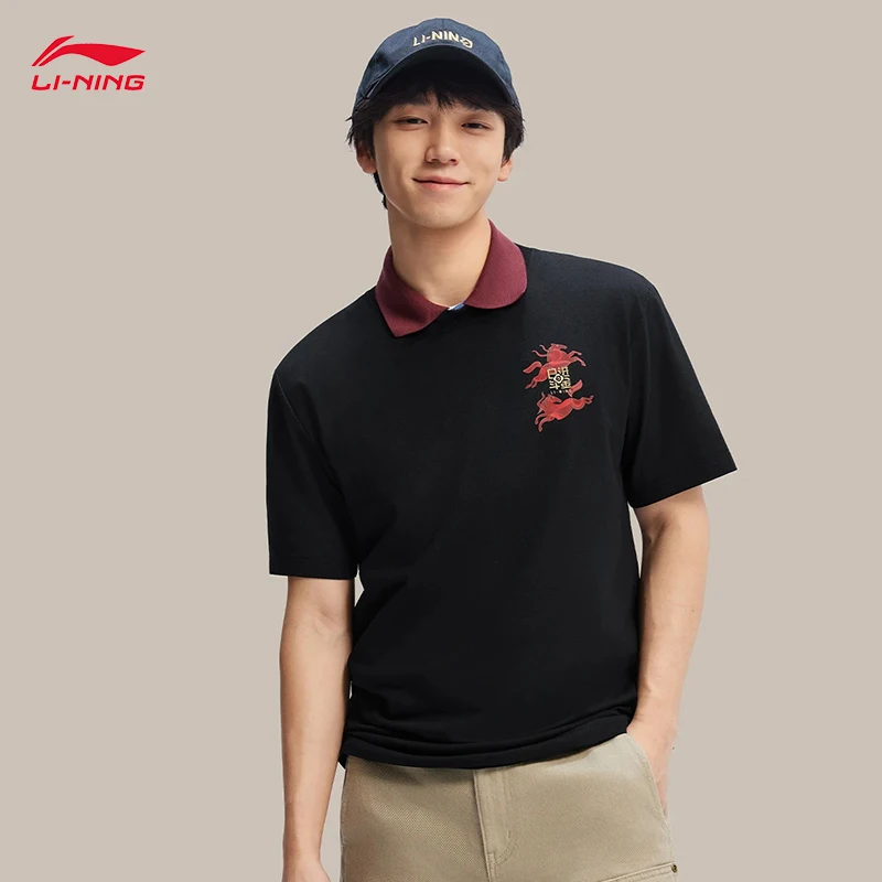 

Мужская футболка с коротким рукавом LI-NING RICH EVERYDAY Series Ice Feeling LN COOL, комфортная, с графическим принтом, AHSW017