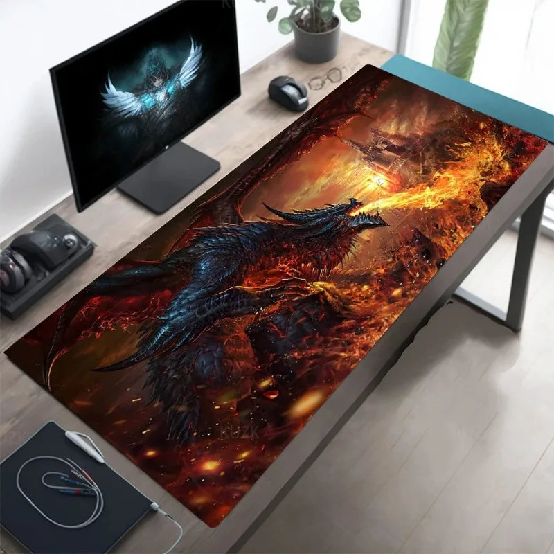 Fantasy Dragon Phoenix Muismat Desktop Mat Grote Laptop Computer Toetsenbord Pad Anime Mause Muizen Mat Gaming Bureau Tapijt