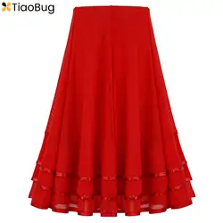 Kids Girls Latin Dance Skirt Jazz Samba Tango ChaCha Party Long Swing Skirts Stage Performance Ballroom Costume Dancewear