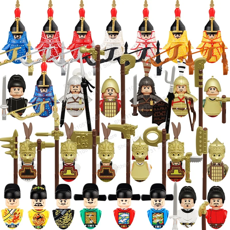 Конструктор MOC: Фигурки китайских солдат, строительные блоки, воины-рыцари, аксессуары для замков династий Шаньчжоу и Цин, игрушки из кирпичиков