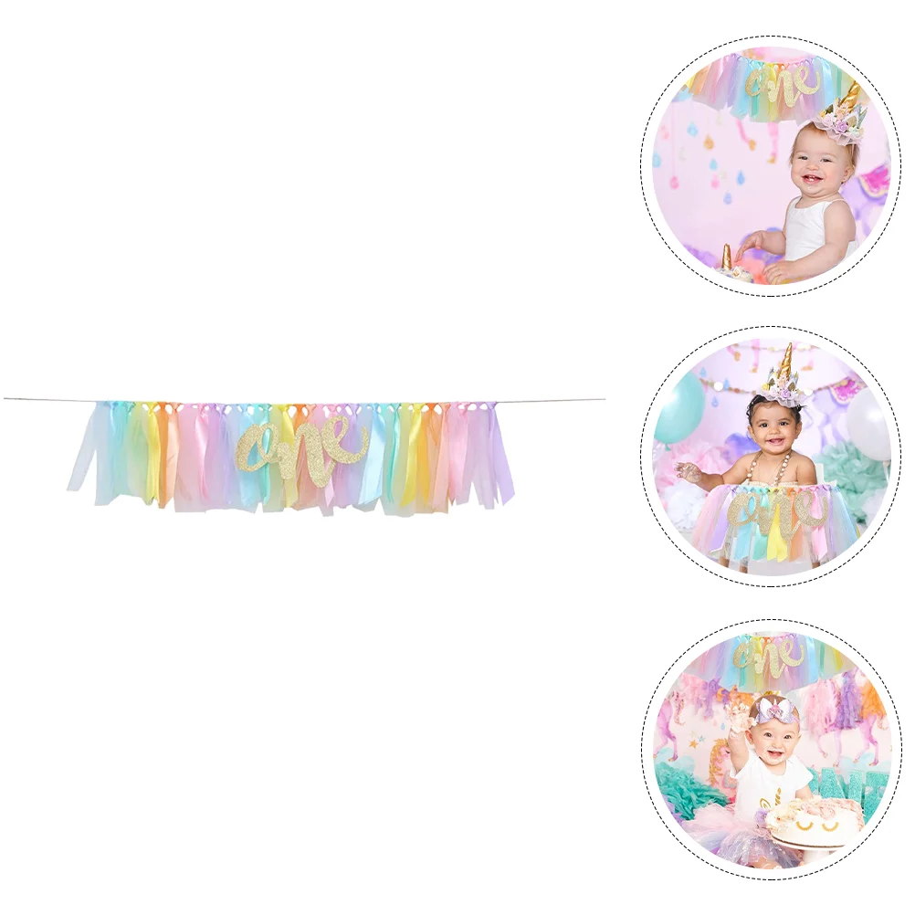 

Year Baby Birthday Pull Flag Flower Garland Party Supply High Chair Highchair Banner Cloth Hanging Adornment