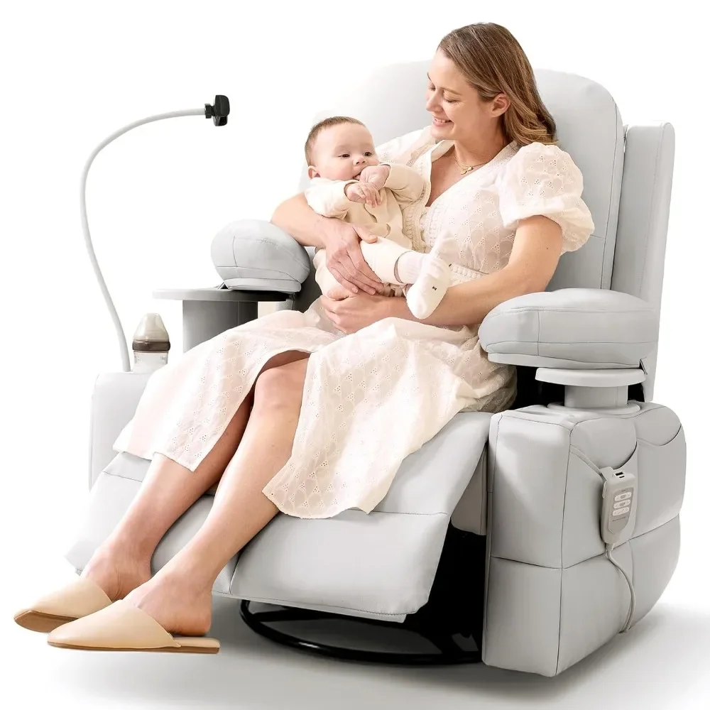 Lullapod Pro Oversized Rocking Chair Nursery with Adjustable Armrests, Electric Glider Nursing Chair for, Customized