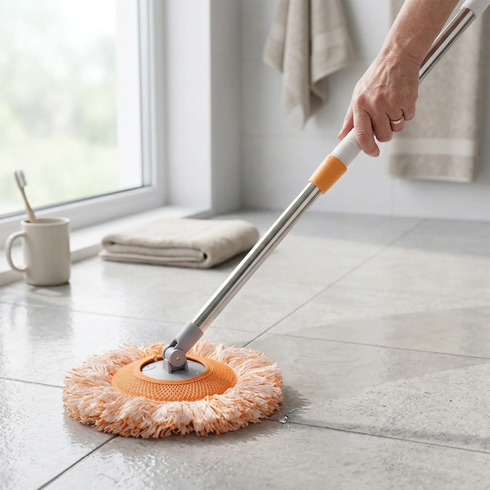 Multi Rotating Mop with Extendable Rod for Cleaning Glass Walls Floors Cars Ceilings and Confined Interior Spaces