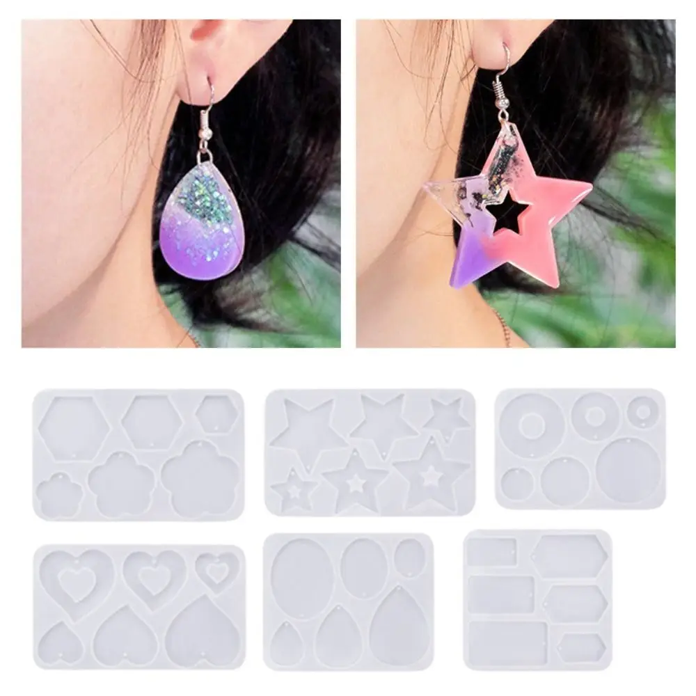 Multiple Styles Earring Mold Drip Shape Round Design Resin Jewelry Mold Oval Design Combination Ornament Geometric Earring Mold