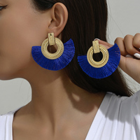 Fashion Bohemian Earrings for Women Big Tassel Dangle Blue Fringe Female Earrings Statement Wedding 2024 Jewelry