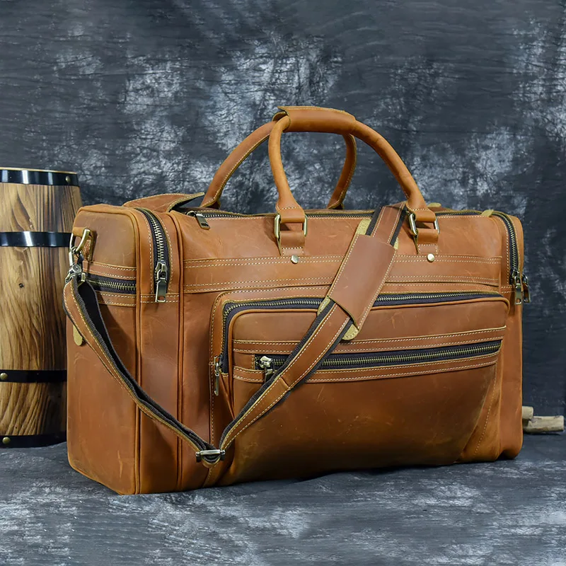 

Luufan Extra Big Men's Travel Bag Genuine Leather Travel Duffel Fit 17 inch Laptop Durable Cowhide Weekend Bag Male Luggage Bag