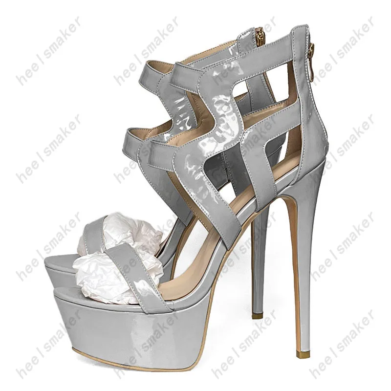 Sukeia اليدوية النساء الصنادل الصيفية براءات الاختراع Stiletto الكعوب المفتوحة تو رائع عارية الوردي الأبيض أحذية الحفلات حجم الولايات المتحدة 5-20