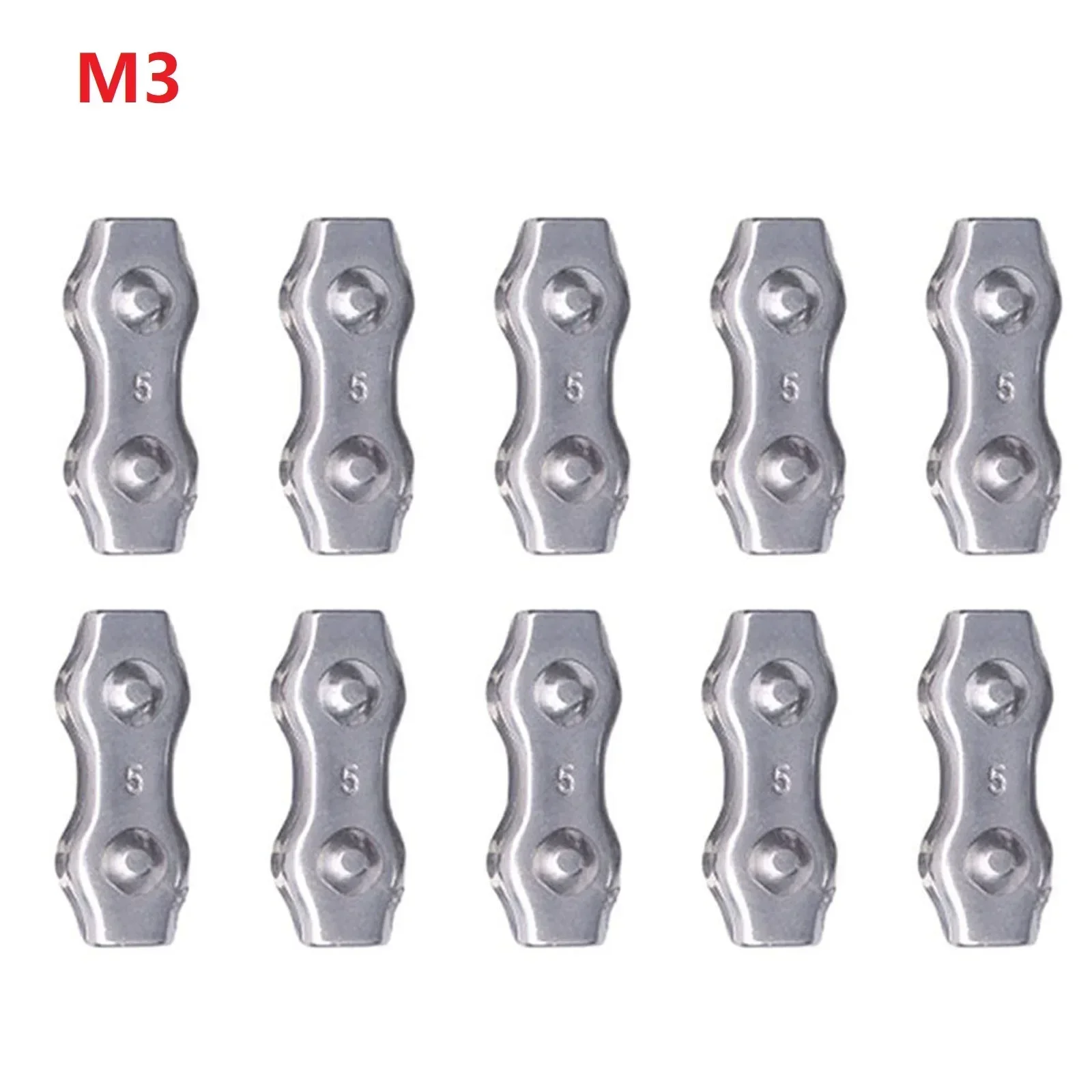 10PCS Wire Rope Clamp Rope Connector Duplex Clamp Stainless Steel For Wire Rope Double Chucks Industrial Material Handling Tools