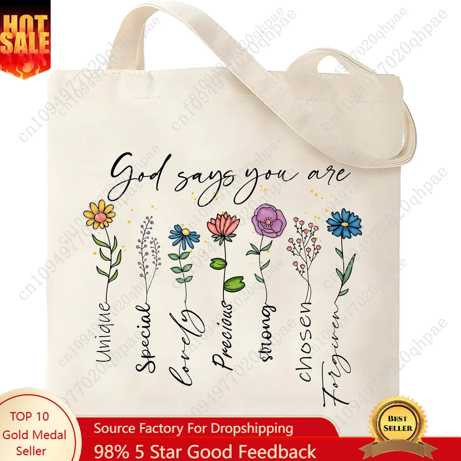 

Haukea Aesthetic Canvas Bag with Inner Pockets - Cute Cloth Bags for Women - Book Tote - Reusable Graphic Cotton Bags