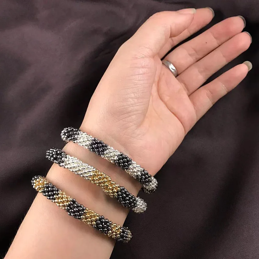 Creative Design Bracelet For Women Fashion Hip Hop Punk Elastic Bracelet Imitation Snakeskin Pattern Accessories Jewelry