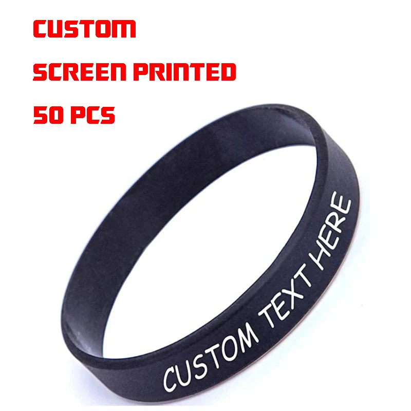 

50pcs/lots Customized Printed Bracelets Personalized Custom Wristband Children Silicone Band for Events Party Activities