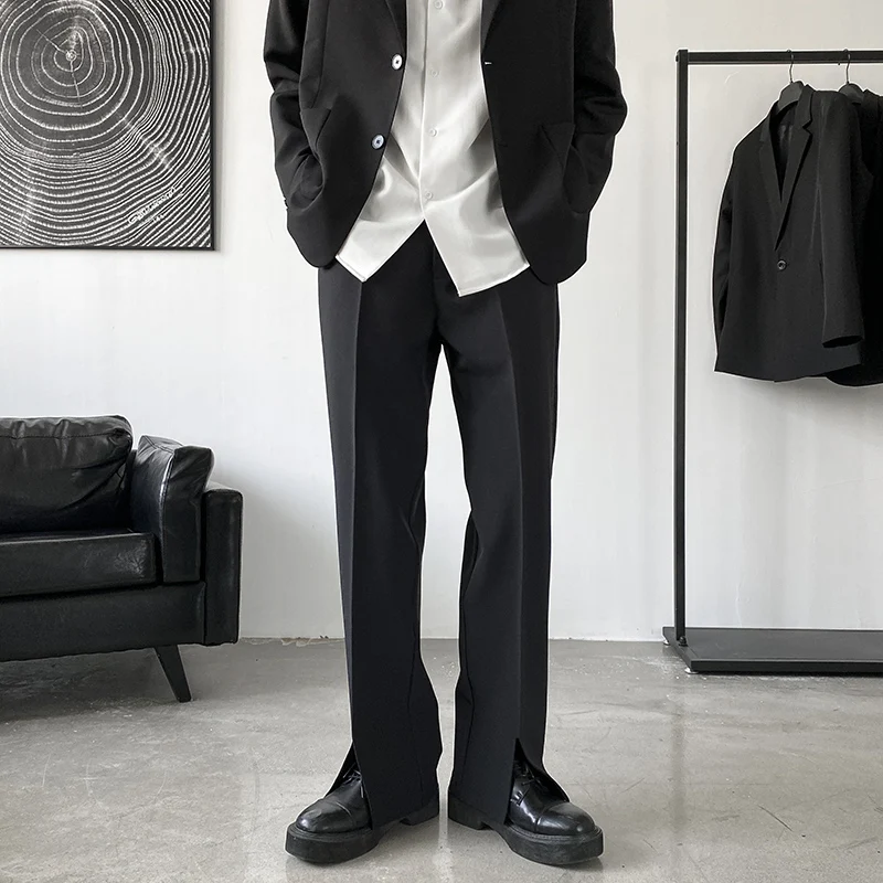 Pants Men Trousers Casual Autumn New Arrival Front-slit Fashion Straight High Street Office Clothes Simple Business Harajuku