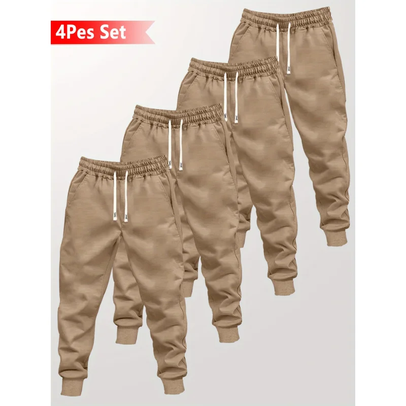 

Мужские повседневные брюки-джоггеры весна 2026, комплект из четырех штук, свободный крой, черные, модные, в стиле Y2K, молодежные, длинные