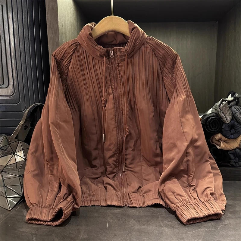 

2025 High-end Autumn Winter Quilted Padded Jacket Thickened Stand Collar Drawstring Coat Casual Long Sleeve Zipper Cotton Jacket