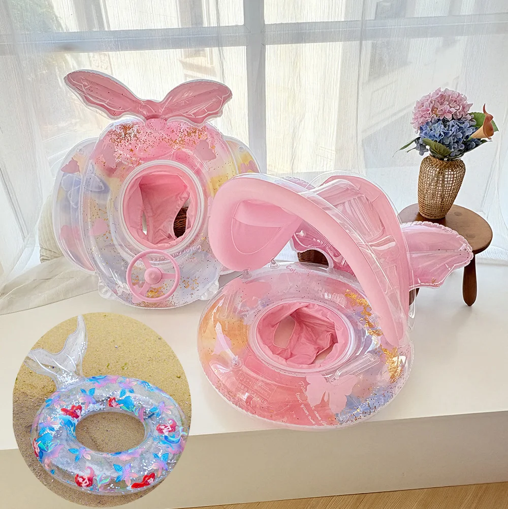 Anneau de natation gonflable en PVC, siège flottant avec poignée, pare-soleil, Sport aquatique, fête sur la plage, été