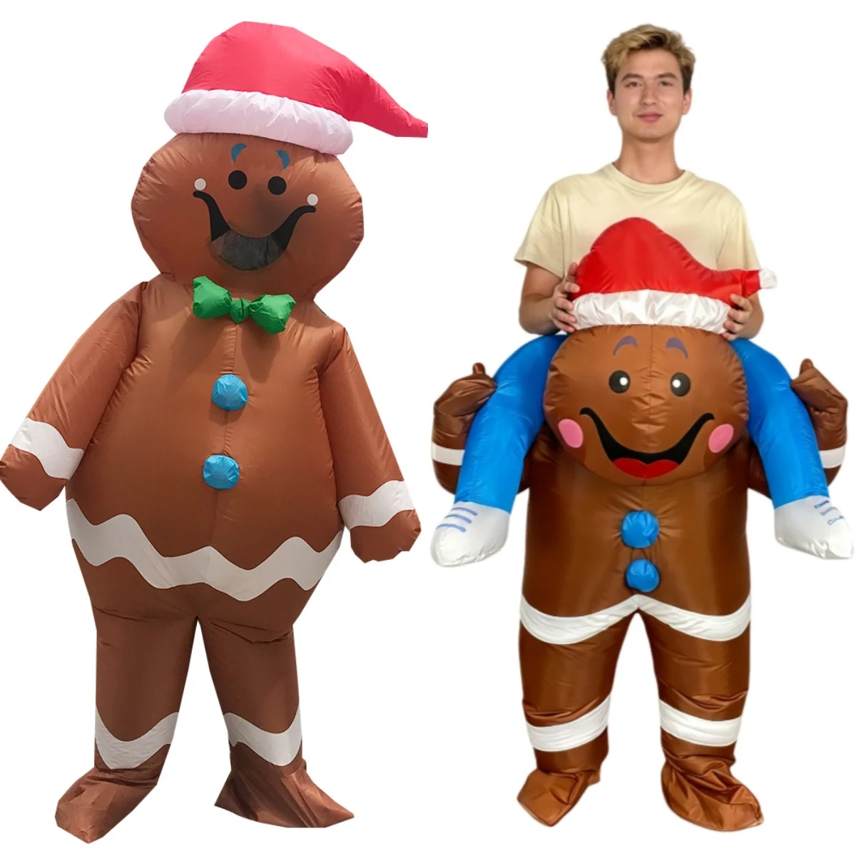 

Gingerbread Man Inflatable Suit Costume Adult Men and Women Masquerade Party Halloween Blowing Dress Up Cosplay Party