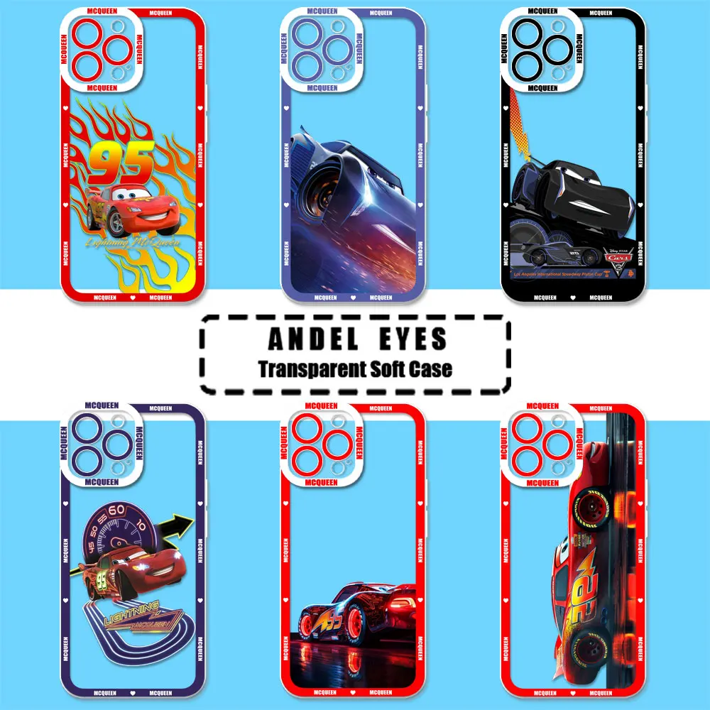 Cars L-Lightning M-McQueen Phone Case For Samsung Galaxy S24 Ultra S20 S21 S22 S23 Plus Fe Note 20 S24Ultra 5G Transparent Cover