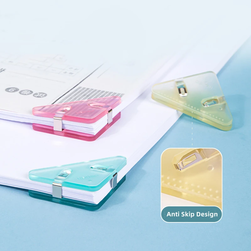 DELI Paper Binding Clips Set Transparent Color Book Corner Clips File Index Binder Clipper Office School Supplies