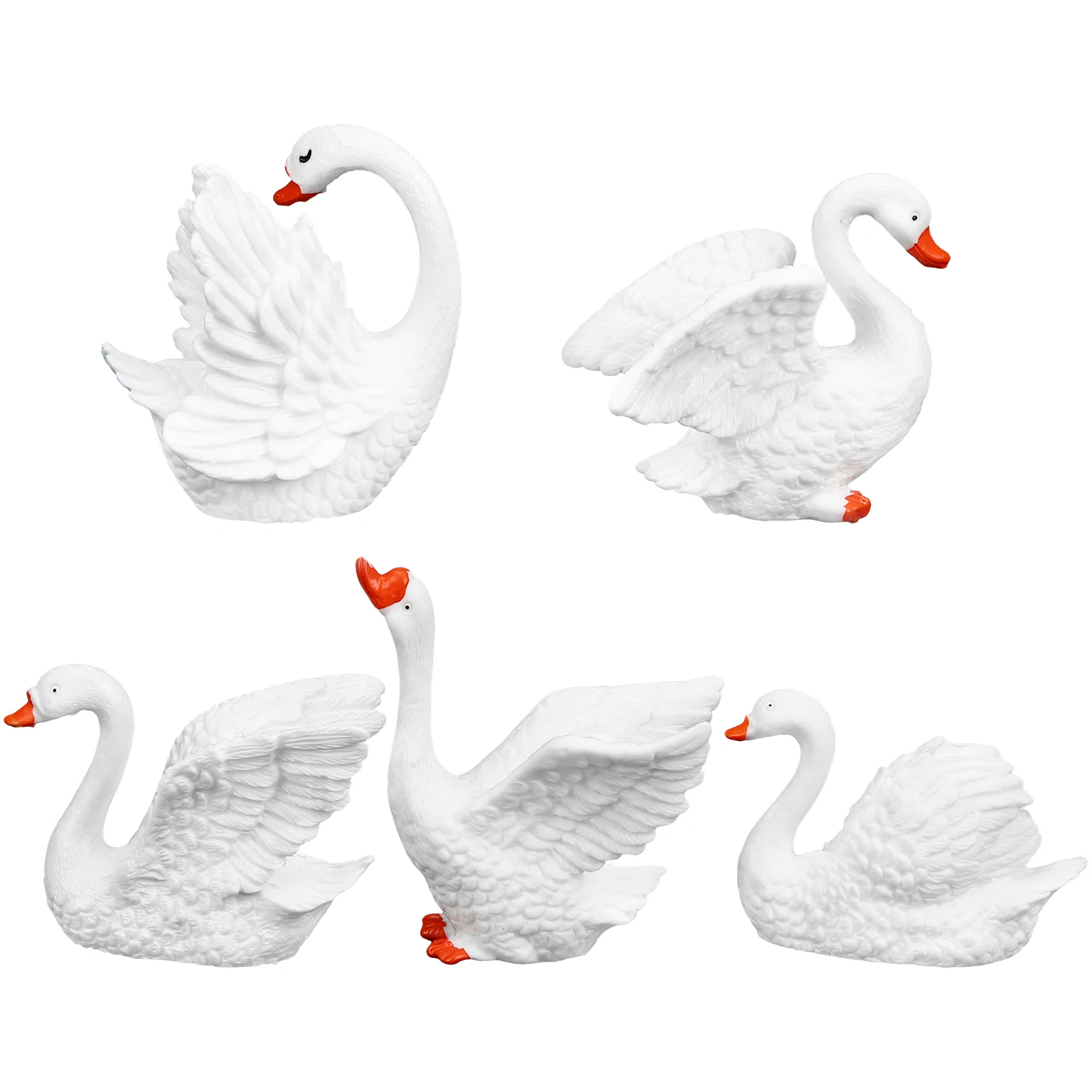 

5pcs Miniature Decorations Resin Swan Figurines For Table Garden Bonsai Ornament Mini Swan Animal Crafts Home Garden Decoration