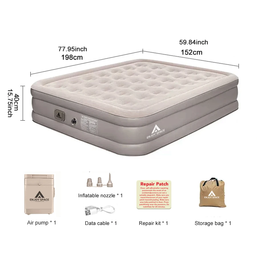 Skin-Friendly Suede Surface Various Size Single and Double Inflatable Bed Mattress Exterior Home  inflable camping  air mattress