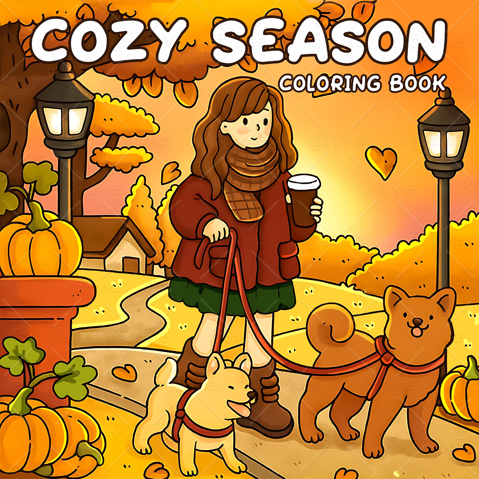 Libro para colorear de temporada acogedora para adultos con patrones de dibujos animados en negrita y fácil para relajarse, libros de dibujo de pintura DIY para niños