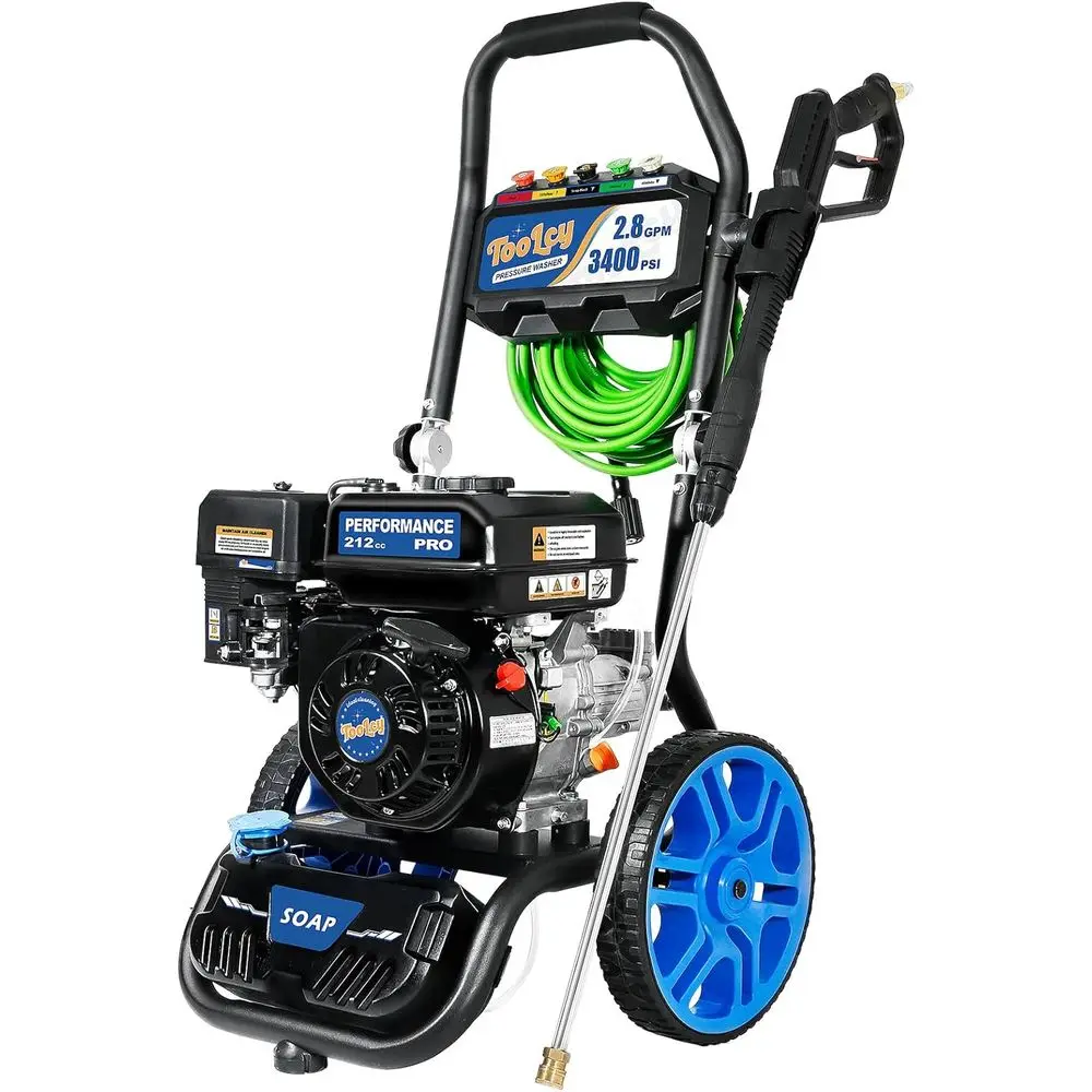 

Gas Pressure Washer 3400 PSI & 2.8 GPM Max, High-Powered 212cc Engine, Enhanced Pump, 50FT Pressure Hose, Onboard Soap Tank, Fol
