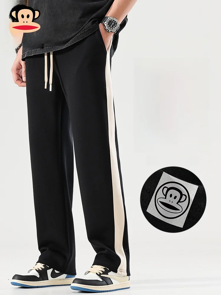 

PaulFrank Men's Loose Straight Leg Casual Pants Spring New American Stripe Sport Sweatpants Breathable Anti-Wrinkle Cotton
