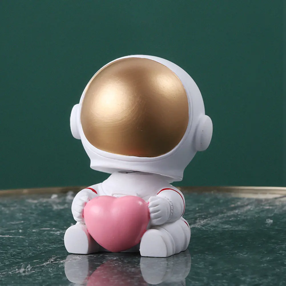 Astronaut Resin Sculpture Mini Bobblehead Space Figurine Desktop Decor for Home Office Gift