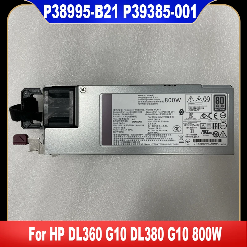 

Original For HP DL360 G10 DL380 G10 800W Power Supply P38995-B21 P39385-001 865412-202 865409-002 100% Tested