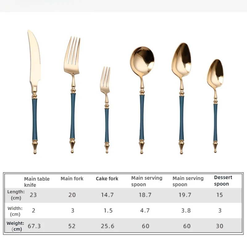 Luxury Western Gold Dinnerware Set Stainless Steel Knife Fork Tea Spoon Tableware Cutlery Set Kitchen Flatware Dishwasher Safe