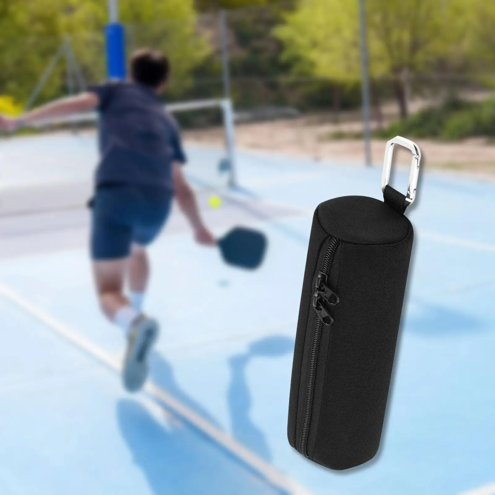 

Portable Pickleball Carry Bag with Double Zippers Sturdy Versatile 20x6.5cm for Tennis Training Oxford Cloth with Belt Clip