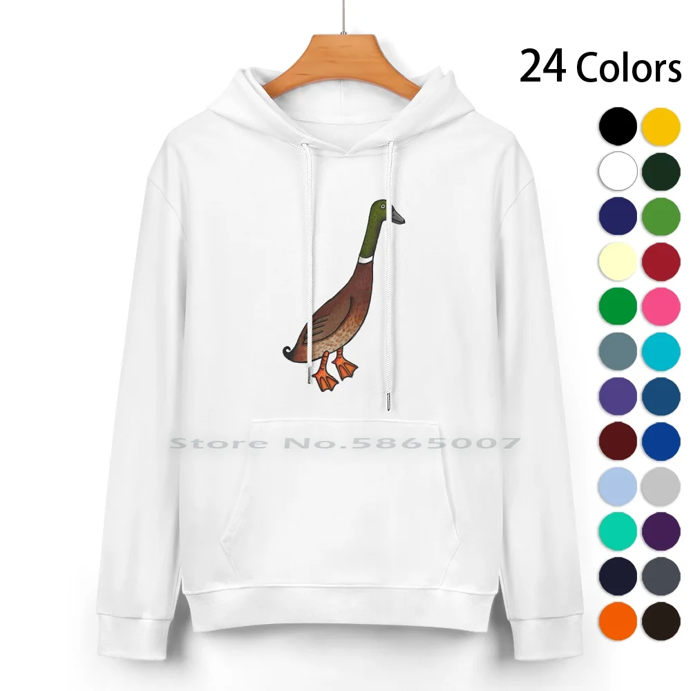 Long Boi 2 Pure Cotton Hoodie Sweater 24 Colors Long Boi Indian Runner Duck York Longth Quack Goose Mallard Birds Feathers 100%