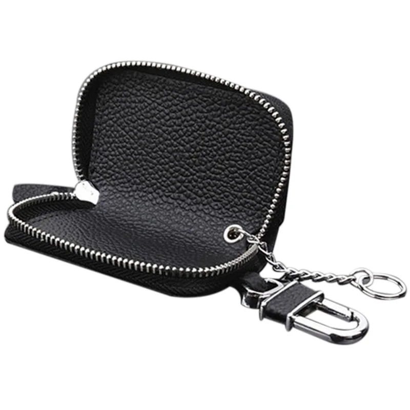 LLavero de cuero para hombre y mujer, bolsa organizadora de cuero de vaca, bolso dividido para llaves de coche, billetera para ama de llaves, Mini bolsa para tarjetas