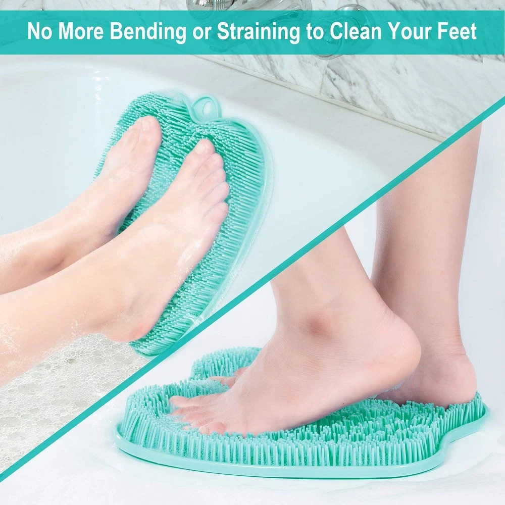 Large Shower Foot Scrubber Mat,Foot Circulation & Relieve Tired Feet, Foot Scrubber for Use In Shower with Non-Slip Suction Cups